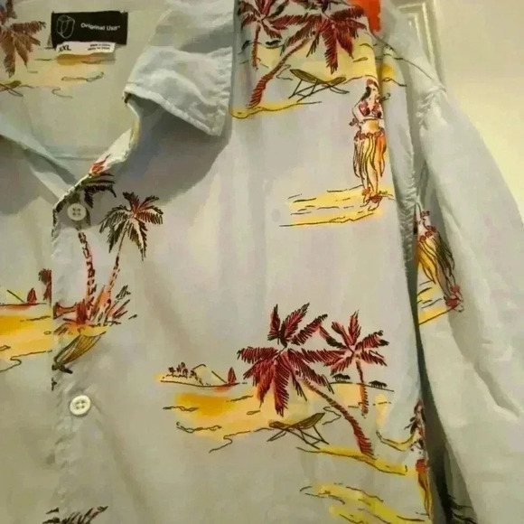 Men’s Hawaiian Short Sleeve Button Down Shirt Palm Trees Hula Dancer XXL Rayon - Picture 4 of 8